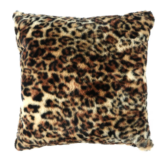 16" Leopard Faux Fur Throw Pillow