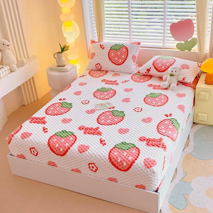 Strawberry Cozy Fleece Fitted Sheet